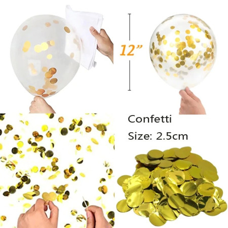 Set 15 baloane pentru petrecere, Cyrax, alb/auriu, 30 cm