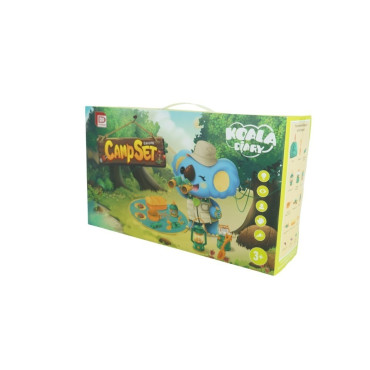 Cyrax Set camping exterior/interior pentru copii, covoras, 18 ustensile de joaca, +3 ani, multicolor