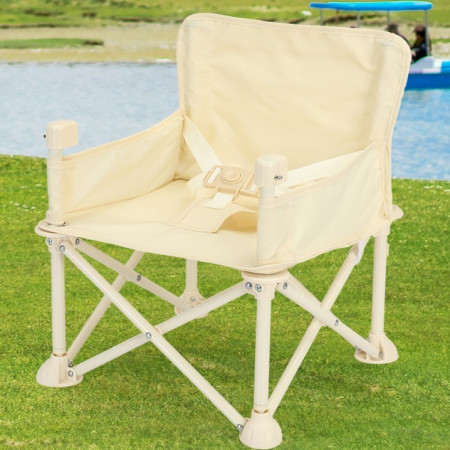 Scaun de Masa pentru Bebelusi si Copii, Cyrax, Tavita si Husa Detasabile, Multifuncțional, Stabil, Centura de Siguranta, Cos de Depozitare, Bej, cu Umbrela Verde, de la 6 Luni