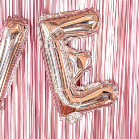 Balon Folie Metalizata Litera E, Cyrax, 40 cm, Umflati cu Heliu sau Aer, Ambalaj Individual, Pai inclus, Argintiu