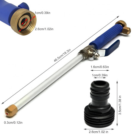 Set Accesoriu cu Presiune Reglabila, Cyrax, pentru Furtun, cu Duze si Conector, Pulverizator de Apa, Tija de Stropit, 46.5 cm Lungime, Albastru