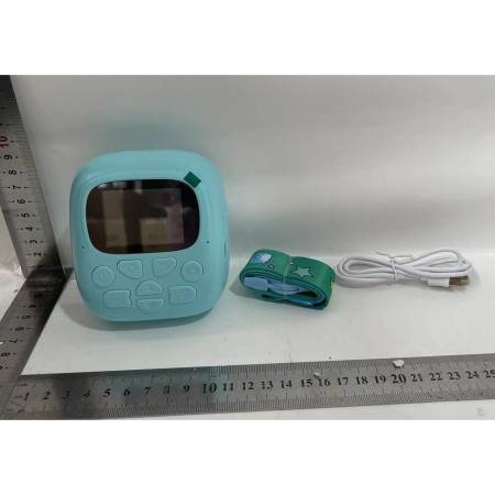 Camera Instantanee pentru Copii, Cyrax, Camera Frontala + Selfie, cu Functie de Printare, Cablu USB-C, Bluetooth, Compatibil iOS/Android, Imprimare APP, Model Dino, Albastru