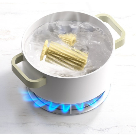 Set 7 Piese de Spalat/Uscat Biberoane, Cyrax, Portabil, Peri de Silicon, pentru Tetine, Suzete, Biberoane, Paie, Cutie Inclusa, 16.8 x 12 x 5 cm, Model Porcusor, Roz