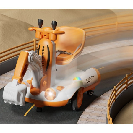 Excavator Electric, Cyrax, pe 4 Roti Antiderapante, cu Telecomanda, Brat Controlat Electric, cu Telecomanda, +2 Ani, Galben