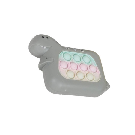 Jucarie Interactiva Pop It Whack A Mole, Cyrax, Tip Consola, Anti-Stres, 4 Moduri de Joc, din ABS si Silicon, +3 Ani, Model Dinozaur, Gri