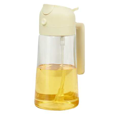 Recipient Ulei 2 in 1, Cyrax, Functie Spray & Turnare, din Sticla, Fara Scurgere, 18.5 x 7.7 cm, 470 ml, Alb