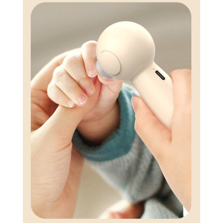 Set Pila Electrica, Cyrax, pentru Copii si Bebelusi, din ABS, 6 Accesorii, Incarcare USB, cu Lumina Led, 11.5 x 5.5 cm, Alb