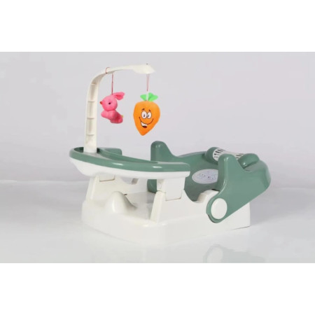 Scaun pentru Copii 2 in 1, Cyrax, pentru Servit Masa si pentru Baie, Multifunctional, Pliabil, Portabil, din Plastic, Spatar Reglabil, 58 x 39 cm, Verde Deschis