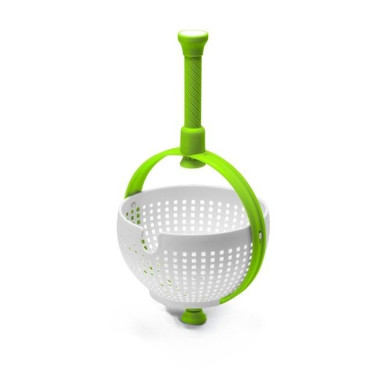 Cyrax Strecuratoare multifunctionala rotativa, cu maner, material ABS, 22x12 cm, maner 18 cm, cu ventuza pentru prindere sigura, practic si usor de folosit, verde