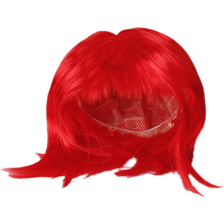 Peruca Cosplay, Cyrax, Tunsoare Bob cu Breton, pentru Carnaval, Halloween, Petreceri Tematice, din PET, Marime Universala, Rosu