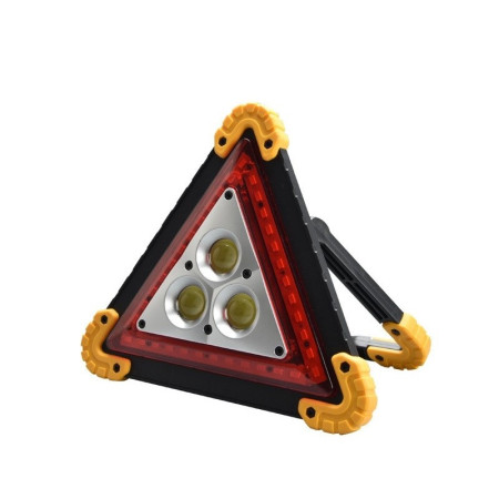Triunghi Multifunctional de Avertizare,  Lanterna LED, Impermeabil IP65, 800 lm, 2 x AA, Functie Incarcare Telefon, USB si Micro USB, COB, Portocaliu