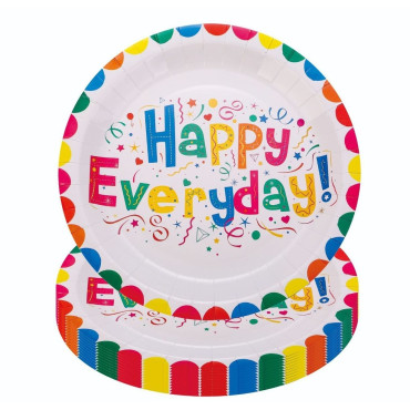 Set 10 Farfurii Happy Everyday, Cyrax, 17 cm, din Hartie 300 g, Multicolor