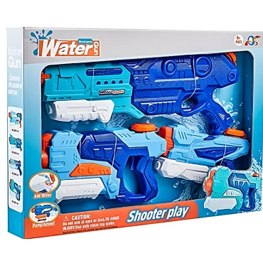 Set 3x Pistol cu Apa pentru Copii, Cyrax, 6ani+, Albastru, 1x 1500 ML +  1x 500 ML +  1x 300 ML