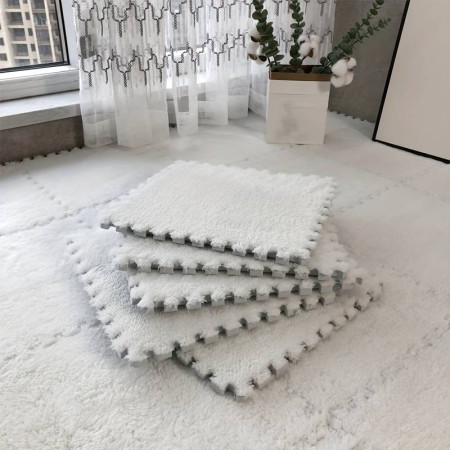 Set 10 Piese Covor tip Puzzle, Cyrax, Spuma EVA, Pufos, 30 x 30 x 1 cm, Alb