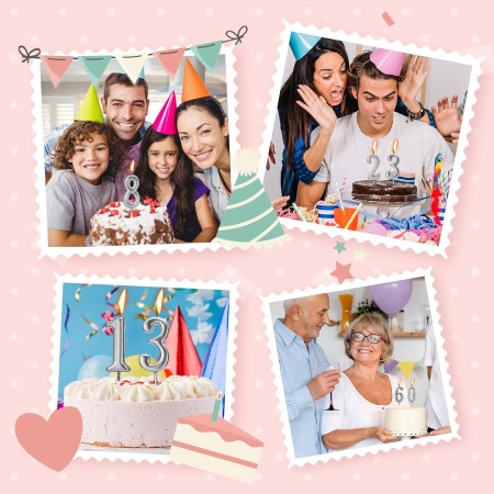 Lumanare de Tort, Cyrax, Model Cifra 8, Party, 4.5 x 2.5 cm, din Parafina, Argintiu