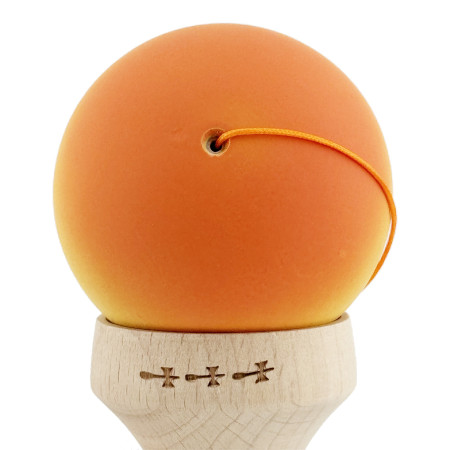 Kendama X Originala, Profesionala, Cyrax, Cupe Mari KING SIZE V3, Rubber Grip, Gaura in Baza, Rulment Metalic, din lemn 18 cm, Ata 62/65 cm, Gradient Portocaliu/Galben/Alb