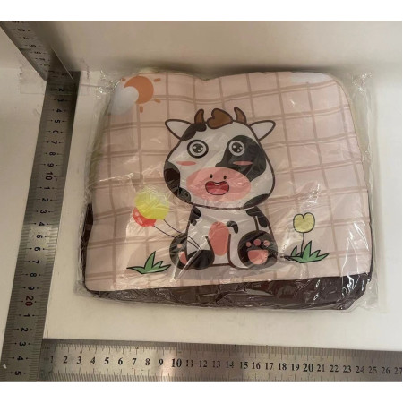 Geanta Termoizolanta pentru Copii, Cyrax, 23x13x19 cm, Model Imprimeu Vacuta, din Folie de Aluminiu si Panza Oxford, Bej