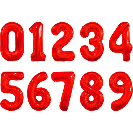 Balon din Folie Metalizata Cyrax, Figurina Cifra, Tema Aniversare 80 cm, Ambalaj Individual, Pai inclus, Umflare cu Aer sau Heliu, Rosu, Cifra 8