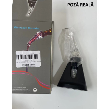 Aerator cu Turnator de Vin 2in1, Cyrax, Decantare, Anti-Picurare, Fara Scurgere, 18x10x8cm, Negru