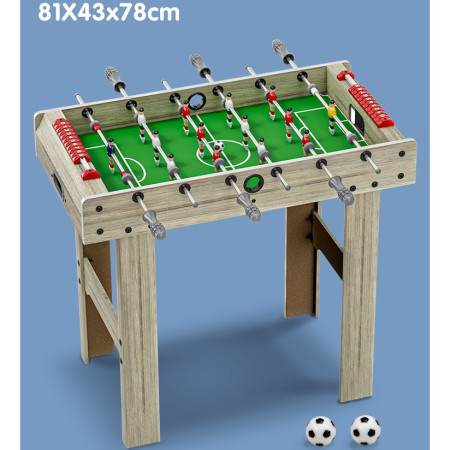 Masa de Fotbal cu Teren si 18 Jucatori Cyrax, 6 Manere, cu Tablou pentru Scor, din Metal, Lemn si ABS, 81 x 43 x 78 cm, cu Picioare, pentru copii/adulti, Gri