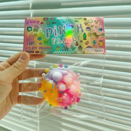 Jucarie Antistres Squishy, Cyrax, cu Revenire Lenta, Squeeze Pinch Family, Model Prajiturica, 6x6 cm, 60g, Ambalaj Transparent, Multicolor