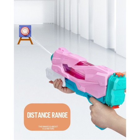 Pistol cu Apa pentru Copii, Rezervor, Pentru Piscina/Plaja, Cyrax, 6ani+,  5 duze, Quick Fill, Roz, 800ML