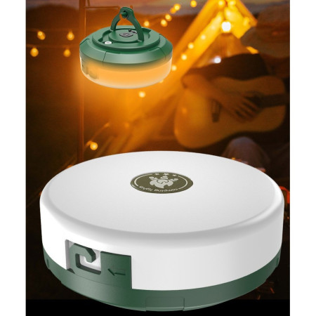 Lumină de camping LED încărcare USB,  șir colorat, pentru aer liber, cort, Distanta 10 metri, 1800mAH, 10.5x4.3 cm, Alb Verde