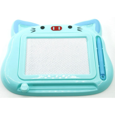 Tablita Magnetica de Scris si Desenat, Cyrax, Model Pisica, cu Creion, Dimensiuni 23.2x18.5 cm, Suprafata Desen 14.6x10.4 cm, Dezvolta Imaginatia si Creativitatea, Incurajeaza Exersarea Scrisului, Albastru