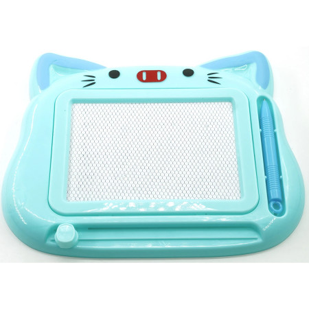 Tablita Magnetica de Scris si Desenat, Cyrax, Model Pisica, cu Creion, Dimensiuni 23.2x18.5 cm, Suprafata Desen 14.6x10.4 cm, Dezvolta Imaginatia si Creativitatea, Incurajeaza Exersarea Scrisului, Albastru