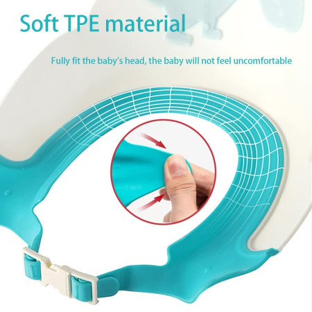 Cyrax Viziera de Protectie Baie Pentru Copii, Fippy, Model Hipopotam, Dimensiune ajustabila, Durabil, Usor de curatat, Impotriva Samponului, pentru Ochi si Urechi, TPE+PP, 22x21 cm, Albastru