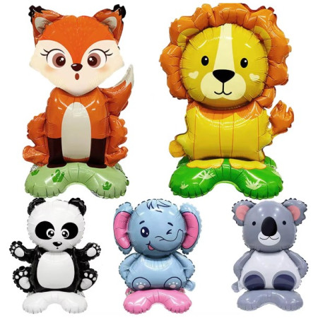 Balon din Folie Metalizata, Cyrax, Mini Figurine Animalute, Model Koala, Tematica Aniversare, 38x58 cm, Ambalaj Individual, Pai Inclus, Umflare cu Aer sau Heliu, Multicolor