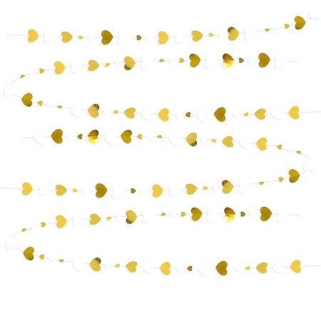 Banner cu Inimioare, Cyrax, Tip Franjuri, 4 m, Rola de Ata Inclusa, Auriu/Alb