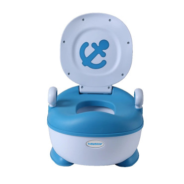 Olita pentru Copii, Cyrax, +1an, Portabila, Design cu Ancora, cu Capac, Model Prietenos, Non-Toxic, Compartiment Detasabil, cu Manere, cu 4 Picioare, Usor de Curatat, 46*33*32 cm, Albastru