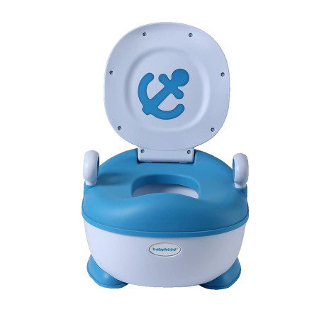 Olita pentru Copii, Cyrax, +1an, Portabila, Design cu Ancora, cu Capac, Model Prietenos, Non-Toxic, Compartiment Detasabil, cu Manere, cu 4 Picioare, Usor de Curatat, 46*33*32 cm, Albastru