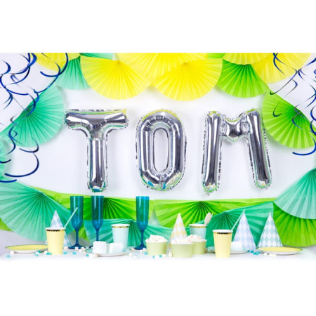 Balon Folie Metalizata Litera O, Cyrax, 80 cm, Umflati cu Heliu sau Aer, Ambalaj Individual, Pai inclus, Argintiu