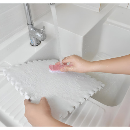 Set 10 Piese Covor tip Puzzle, Cyrax, Spuma EVA, Pufos, 30 x 30 x 1 cm, Alb