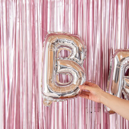 Balon Folie Metalizata Litera B, Cyrax, 80 cm, Umflati cu Heliu sau Aer, Ambalaj Individual, Pai inclus, Argintiu