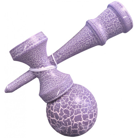 Kendama X Originala, Profesionala, Cyrax, Kendama Cracked, din Lemn – 18 cm, Lila/Alb