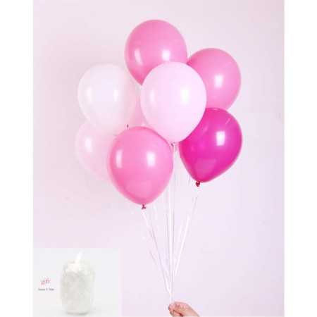 Set 10 Baloane din Latex Metalizate, Cyrax, Model Party, 23 cm, Alb si Roz, 2.2 g