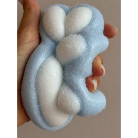 Jucarie Interactiva Squishy, Cyrax, Model Cat Paw, Squeeze Pinch Family, Revenire Lenta, din TPR, +3 Ani, 7.5 cm, Textura Puf, Albastru