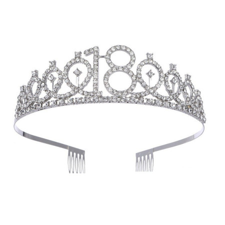 Set 2 Piese pentru Majorat, Cyrax, 15 x 13 x 5 cm, Coronita Printesa Silver si Panglica 18&Fabulous, Negru