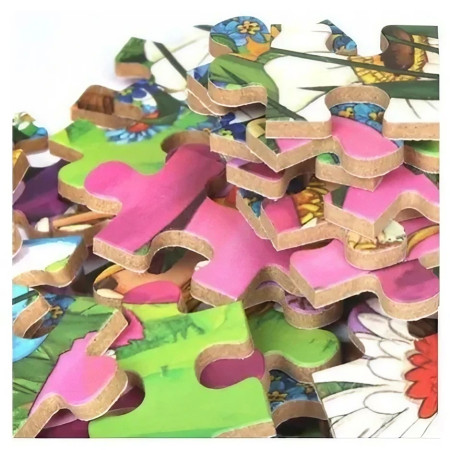 Puzzle 60 de Piese din Lemn in Cutie Metalica, Cyrax, Model Cei Trei Purcelusi, Educativ, Dezvoltare Abilitati Cognitive, pentru Prescolari, 22.5x13.5 cm, Multicolor