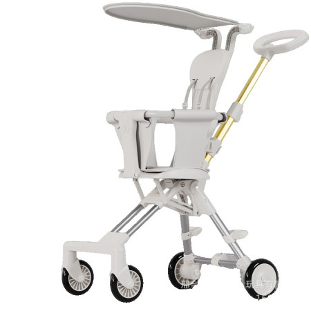 Carucior Pliabil, Cyrax, 1-3 Ani, Reversibil, 4 Roti, Parasolar, din Aliaj de Aluminiu + Plastic + Textil, 52 x 42 x 90 cm, Alb