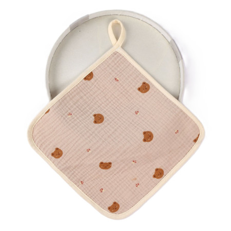 Prosop Absorbant, Cyrax, din Bumbac, 25 x 25 cm, Model Ursuleti, cu Agatatoare, Crem