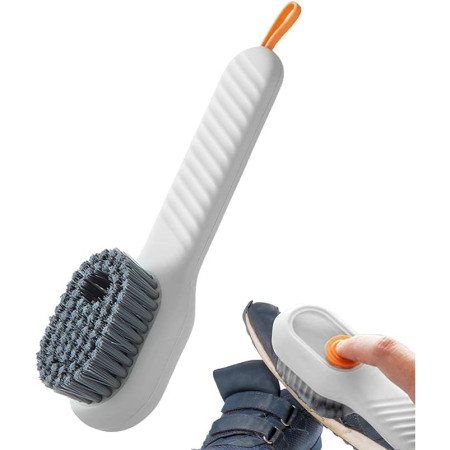 Perie pentru Curatare Incaltaminte cu Recipient pentru Detergent,  Perie Multifunctionala pentru Incaltaminte si Lenjerie, cu Peri Moi, Fara Deteriorare, 17.3 x 4.5 x 6 cm, Culoare Alb