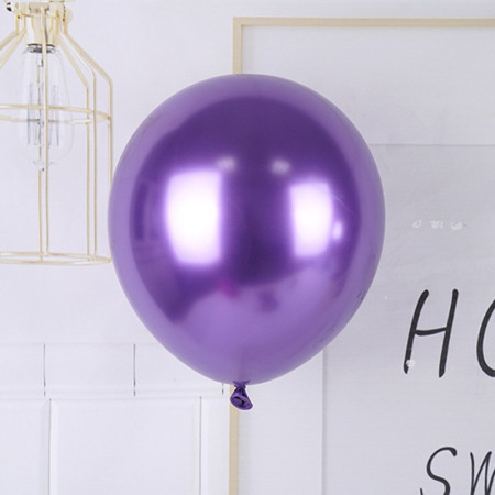 Set 12 Baloane, Cyrax, din Latex Chrome, 13 cm, Mov