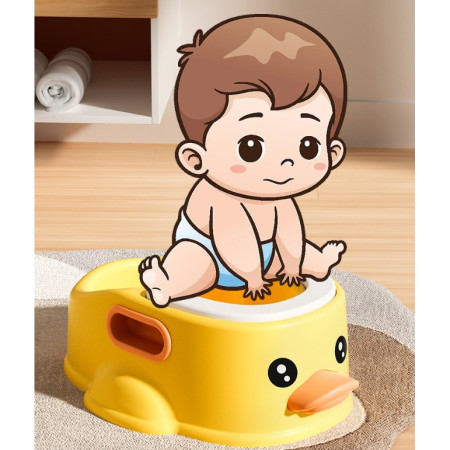Olita pentru Copii, Cyrax, +1an, Portabila, Design Ratusca, Model Prietenos, Non-Toxic, Compartiment Detasabil, cu Maner, Usor de Curatat, Galben