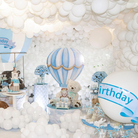 Set 10 Baloane din Latex, Cyrax, Model Party, 13 cm, 1 g, Alb