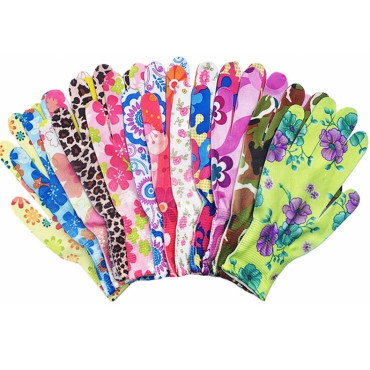 Manusi de Gradinarit,  din Nailon, Marime Universala 20 cm, Model Inflorat, Antiderapante, Multicolor