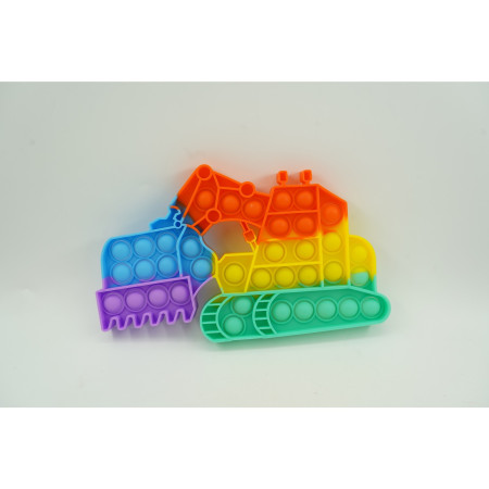 Jucarie antistres din silicon Cyrax, Pop it Now and Flip It ,Excavator ,Multicolor ,Model 4